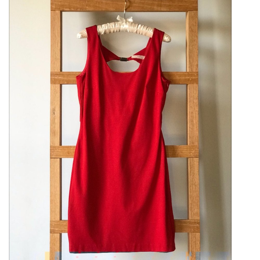 Cluny - Red Tank Dress with Low V-Back - Size 8
